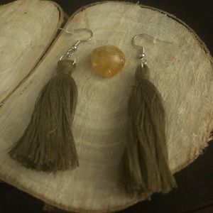 Handmade Brand New Olive Green Tassel Earrings